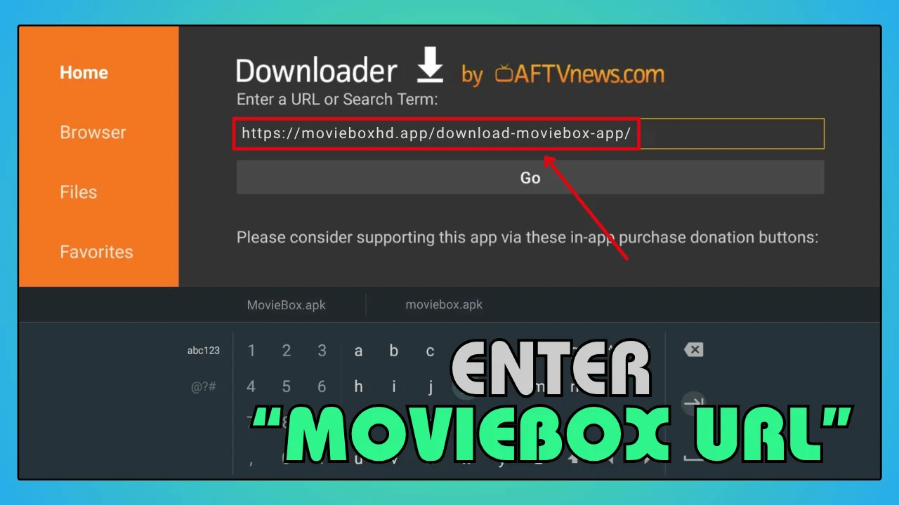 Enter MovieBox URL